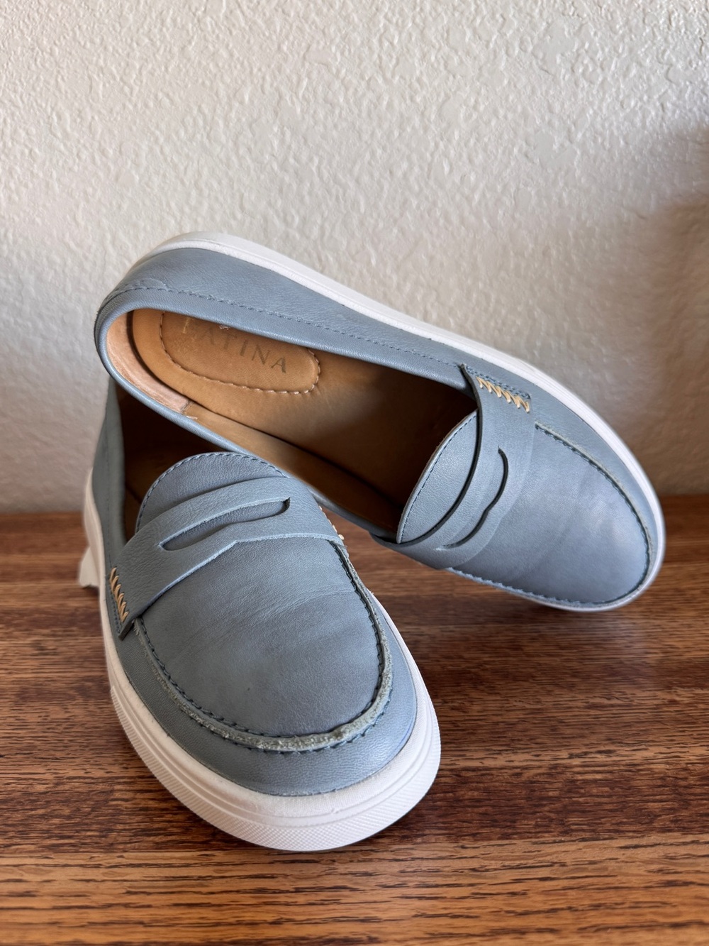 Patina Portland Leather Boardwalk Penny Loafer Glacier Blue w/ Box Women’s 8.5
